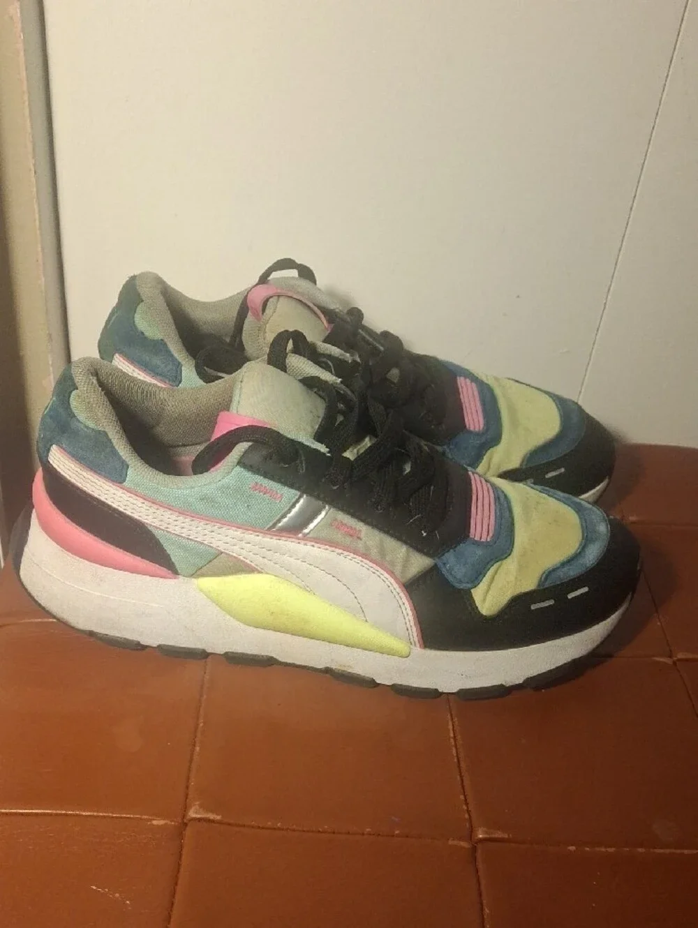 K-system Colorblock Athletic Sneakers - Pink, Blue, Yellow